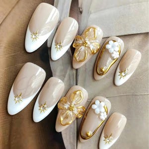 Reusable Coastal Chic Press On Nails, Premium Nails, Cute Colorful Gel Nails, Handmade Nails, Fun Nail Artist Set, Custom Reusable Nail Art