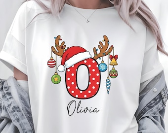 Custom Family Christmas Shirt: Christmas Name Custom Shirt, Christmas Custom Letter Shirt, Personalized Christmas Family Tee
