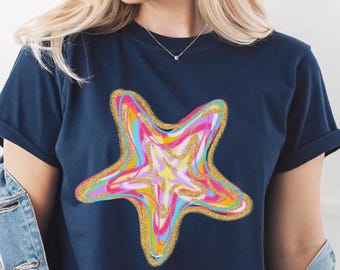 Preppy Starfish Shirt, Beach T-Shirt, Summer Woman Shirt, Aesthetic Shirt, Ocean Lover Gift, Starfish T-Shirt