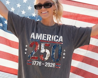 Comfort Colors America 250th Anniversary Shirt 1776 - 2026, Patriotic Eagle American Flag T-Shirt, Vintage USA Flag July 4th Tee