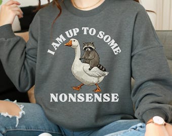 I am up to Some Nonsense Funny Sweatshirt, Racoon Funny Sweatshirt, Funny Sweatshirt Designs for All Ages , Perfect Gift Option