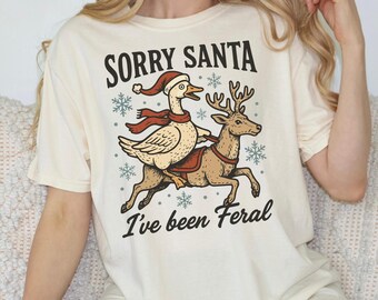 Funny Feral Santa Shirt: Family Matching Comfort Colors Tee