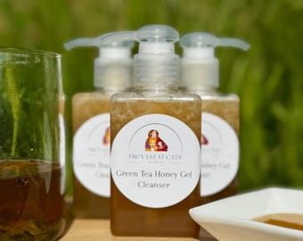 Green Tea & Honey Gel Facial Cleanser, Antioxidant Face Wash, Gentle and Hydrating Herbal Cleanser