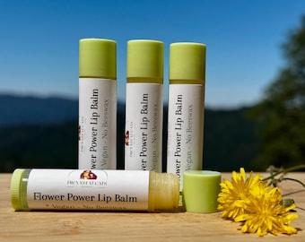 Flower Power Dandelion Lip Balm – Herbal Infused Lip Salve | Vegan Botanical Lip Butter | Dry Lip Remedy | All-Natural Lip Balm