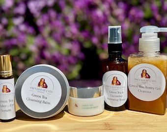 Green Tea Herbal Skincare Set – Soothing Cleanser, Toner & Under Eye Cream – Plant-Powered Glow