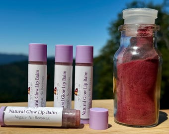 Natural Glow Lip Balm – Tinted with Beet Root | All-Natural Vegan Lip Tint | Coconut Oil Lip Butter | Plant-Based Color Lip Balm