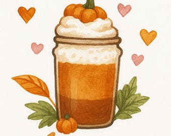 Fall Jar Cross Stitch Pattern | Pumpkin Spice Latte Embroidery PDF | Autumn Coffee Needlework Design