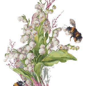 Nectarfull Bees Cross Stitch - Instant Download