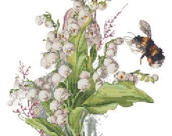 Abejas llenas de néctar - Punto de cruz - Descarga instantánea
