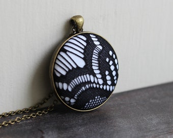 Geometric Pendant, Unique Gift For Her, Black And White Necklace, Modern Jewelry