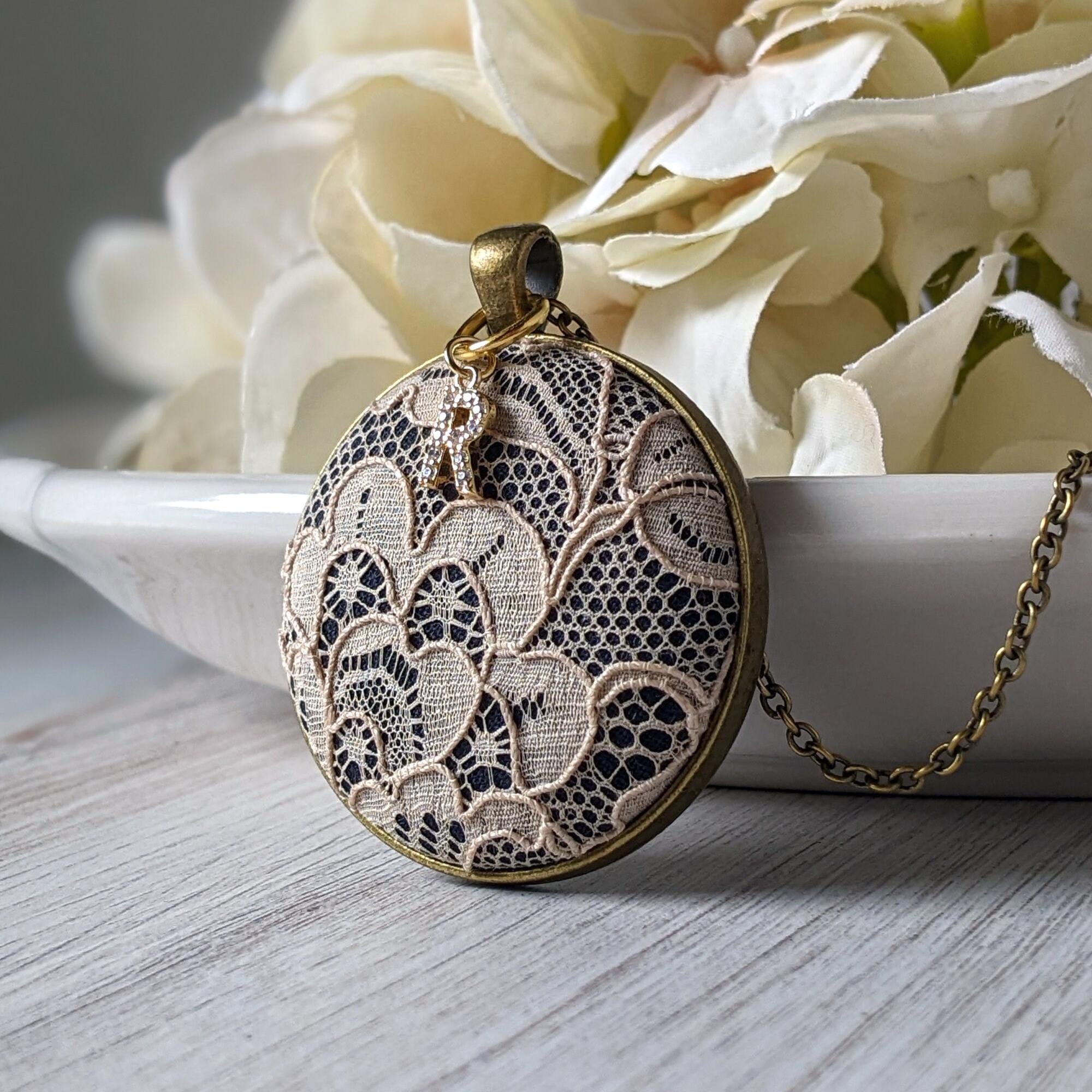 Vintage Lace Initial Necklace