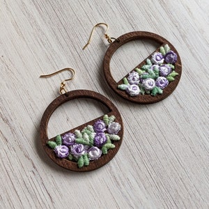 Vintage Lavender And Sage Green Flower Earrings, Purple Whimsical Earrings, Enchanted Garden Floral Gift For Her, Cottagecore Jewelry
