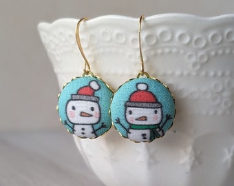 Fun Snowman Earrings, Cute Christmas Earrings, Red And Green Snowman Jewelry, Quirky And Whimsical Winter Holidays