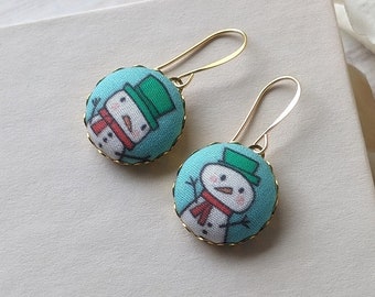 Fun Snowman Earrings, Cute Christmas Earrings, Red And Green Snowman Jewelry, Quirky And Whimsical Winter Holidays