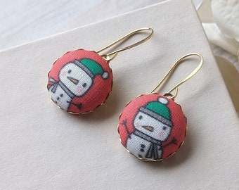 Cute Snowman Earrings, Fun Christmas Earrings, Red And Green Snowman Jewelry, Festive And Whimsical Winter Holidays