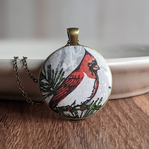 Red Cardinal Pendant, Red Christmas Jewelry, Classic Bird Necklace, Handmade Rustic Jewelry, Remembrance Gift For Mom Or Grandmother