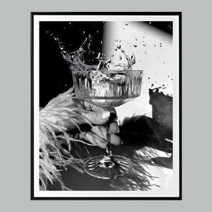 Luxe Proost kunst, zwart-wit, cocktailmuurkunst, barwagen print, alcohol poster, vintage decor, luxe mode print, hype room decor