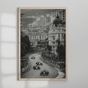 Monaco Street Racing Print, Black and White Monte Carlo Poster, Luxury Motorsport Wall Art, Old Money Aesthetic, Man Cave Decor image 6