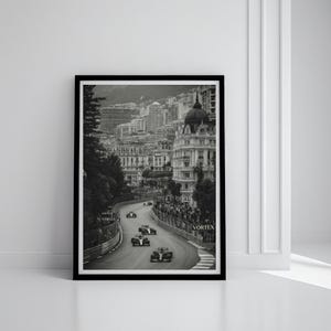 Monaco Street Racing Print, Black and White Monte Carlo Poster, Luxury Motorsport Wall Art, Old Money Aesthetic, Man Cave Decor image 4