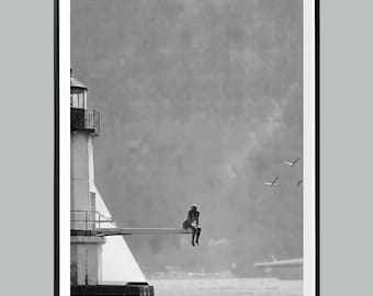 Princess Diana Print, Black and White Diving Board, Lighthouse Wall Art, Vintage Summer Poster, Old Money Aesthetic, Royal Decor, Coastal