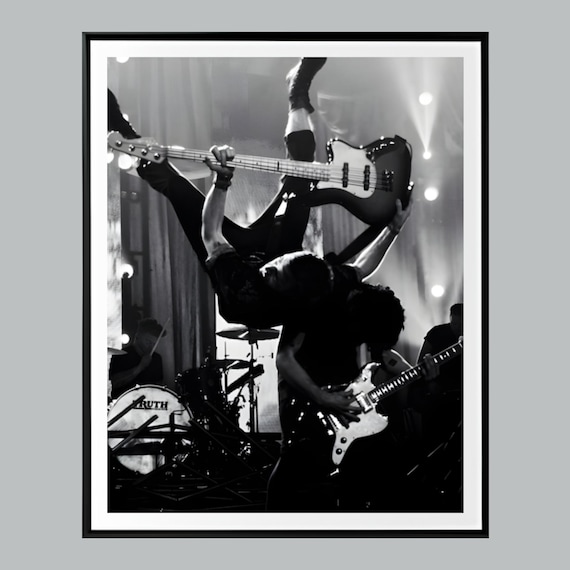 Black and White Rock and Roll Poster, Energetic Band Performance