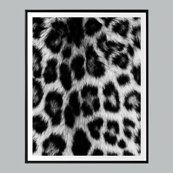 Leopard Print Texture Art, Black and White Animal Fur, Mob Wife Aesthetic, Fashion Wall Decor, Wild Pattern Poster