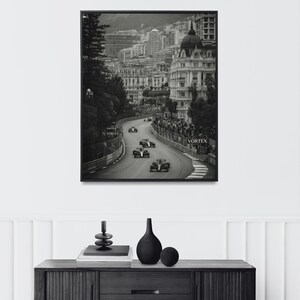 Monaco Street Racing Print, Black and White Monte Carlo Poster, Luxury Motorsport Wall Art, Old Money Aesthetic, Man Cave Decor image 5