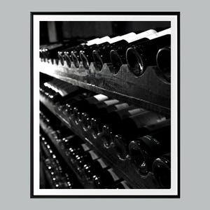 Wine Wall Art, Black and White Bar Cart Print, Winery Aesthetic Poster, Kitchen Decor, Vintage Alcohol Photography, Dining Room