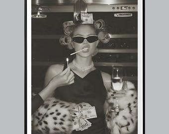 Luxury Lifestyle Woman Poster, Black and White, High Fashion, Fashion  Art, Feminist Print, Retro Wall Art, Chic Room Decor, Money Wall Art