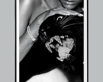 Leopard Luxury Designer Print, Black and White, Luxury Fashion Poster, Framed Prints Animals, High Fashion Print, Luxury Art for Room