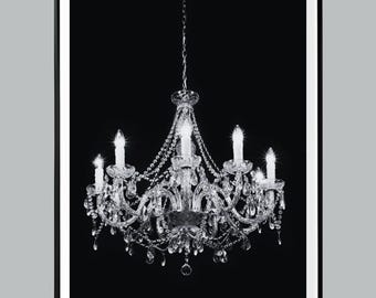 Luxury Chandelier Poster, Black and White, Modern Art, Hypebeast Wall Art, Luxury Fashion Poster, Vintage Room Decor, Digital Download