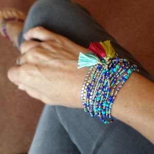 Santorini Beaded Wrap Bracelet  - 87" Long Seed Bead Stretch Bracelet