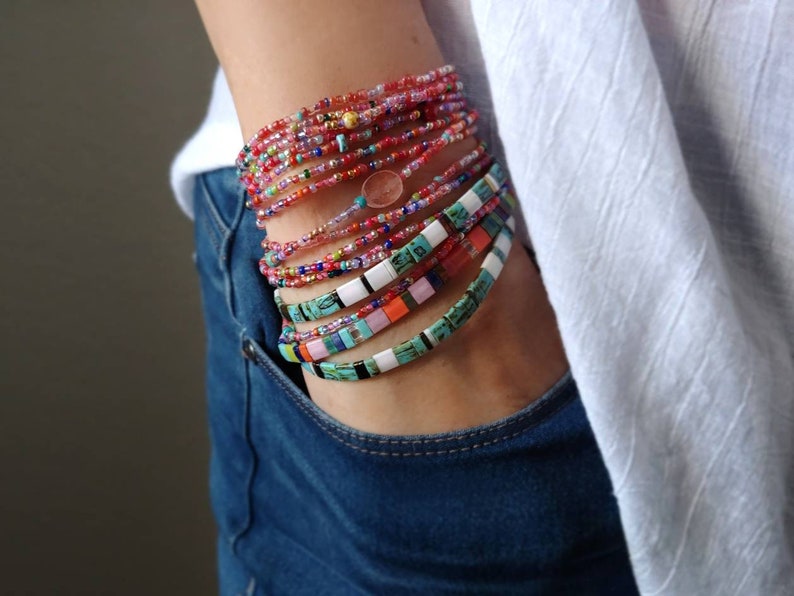 Fiesta Long Seed Bead Wrap Bracelet on Stretch Cord Best Seller image 8