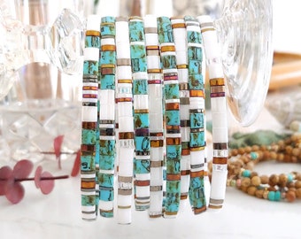 Turquoise Tila Stack Bracelets - More Colors Available