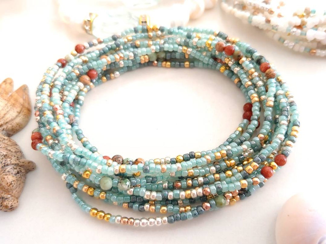 Sagebrush Long Wrap Bracelet or Necklace With Genuine Stones Etsy