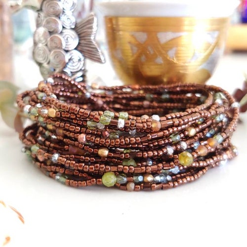 Orchid Long Seed Bead Wrap Bracelet Etsy Canada