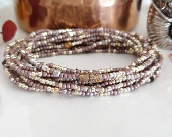 Silver Mocha Beaded Wrap Bracelet