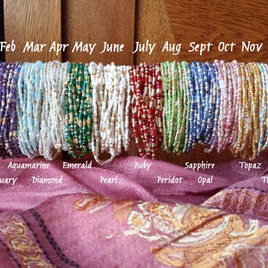 Sapphire Blues Beaded Wrap Bracelet Long Seed Bead Stretch Bracelet September Birthstone Colors image 8