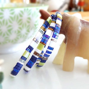 Marine Tila Stack Bracelets - More Colors Available - Custom Sizing
