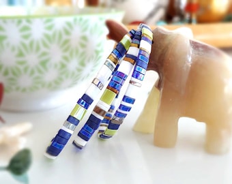 Marine Tila Stack Bracelets - More Colors Available - Custom Sizing