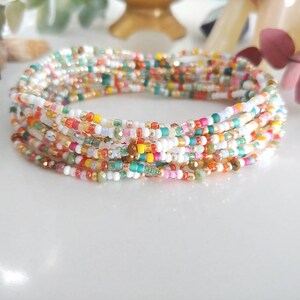 Pulsera envolvente de cuentas Rio - Pulsera elástica larga de cuentas de semillas