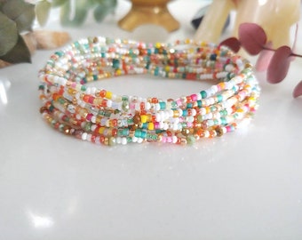 Rio Beaded Wrap Bracelet - Long Seed Bead Stretch Bracelet