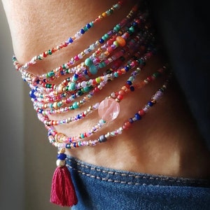 Fiesta Long Seed Bead Wrap Bracelet on Stretch Cord Best Seller image 1