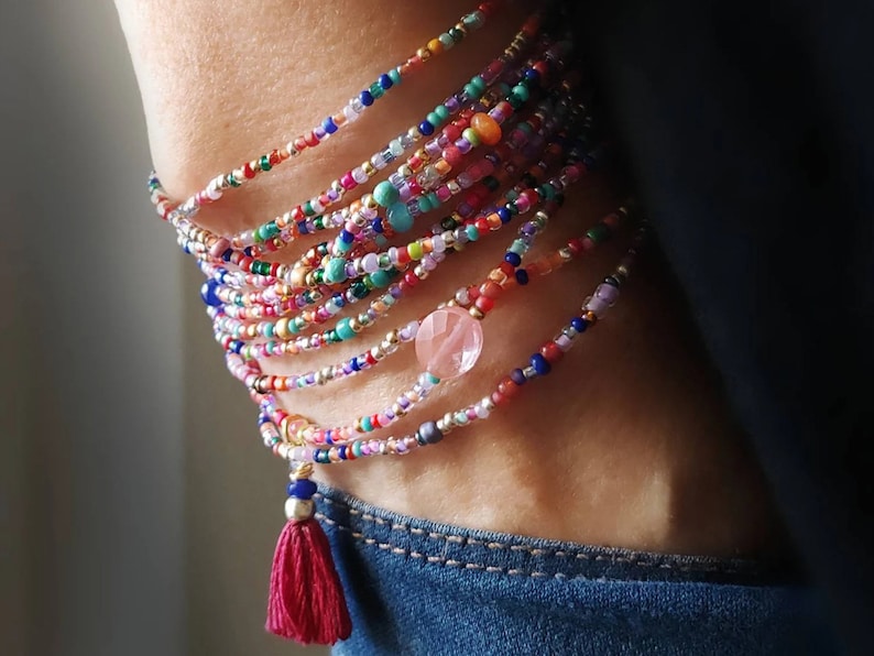 Fiesta Long Seed Bead Wrap Bracelet on Stretch Cord Best Seller image 1