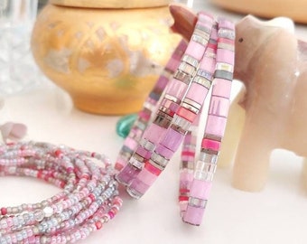 Misty Rose Tila Stack Bracelets - More Colors Available