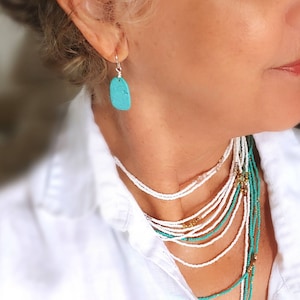 Delicate Turquoise Tablet Earrings - 14K Gold Filled or Silver Silver Ear Wires