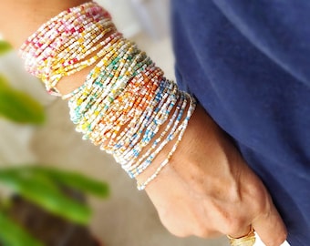 Sherbert Colors Long Seed Bead Wrap Bracelets - Choose Your Color