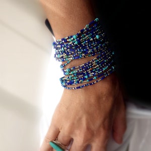 Santorini Beaded Wrap Bracelet  - 87" Long Seed Bead Stretch Bracelet
