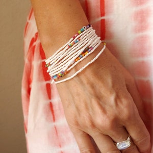 Snow White Serape Long Seed Bead Wrap Bracelet More Colors image 4