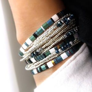 Slate Tila Stack Bracelets - More Colors Available - Custom Sizing